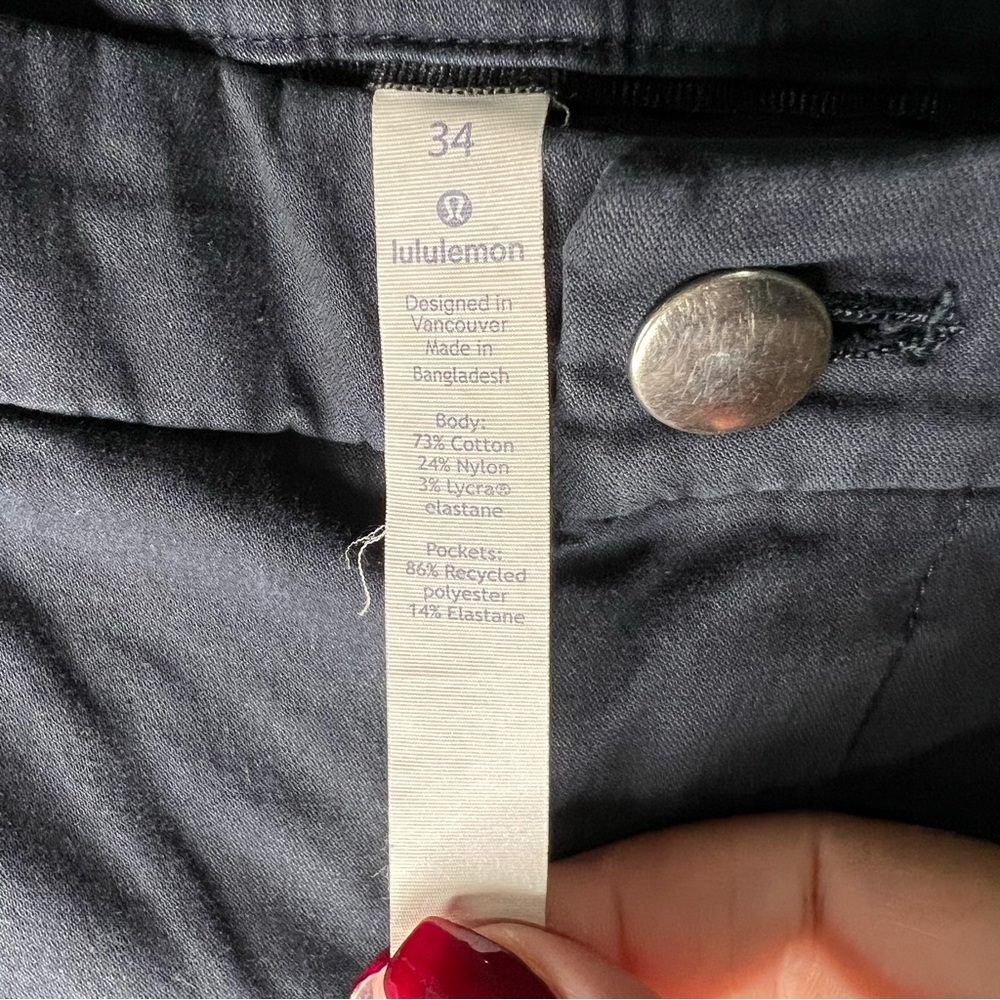 Lululemon Men’s ABC Slim Stretch Cotton Versatwill Trouser Chino Navy Blue Pants - Picture 13 of 16